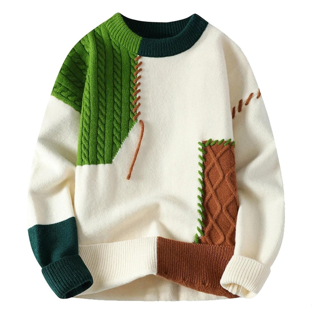 Herren Eleganter Pullover mit Patchwork-Design