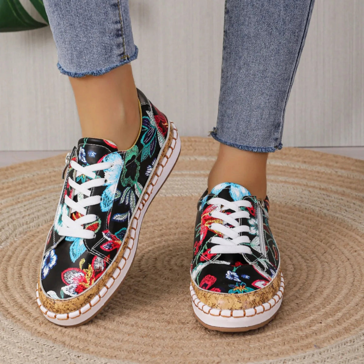 Elegante florale Schnürschuhe für Damen