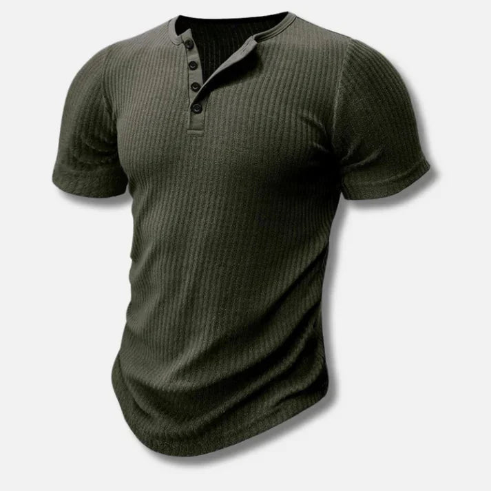 Slim-Fit T-Shirt für Herren mit Knopfverschluss
