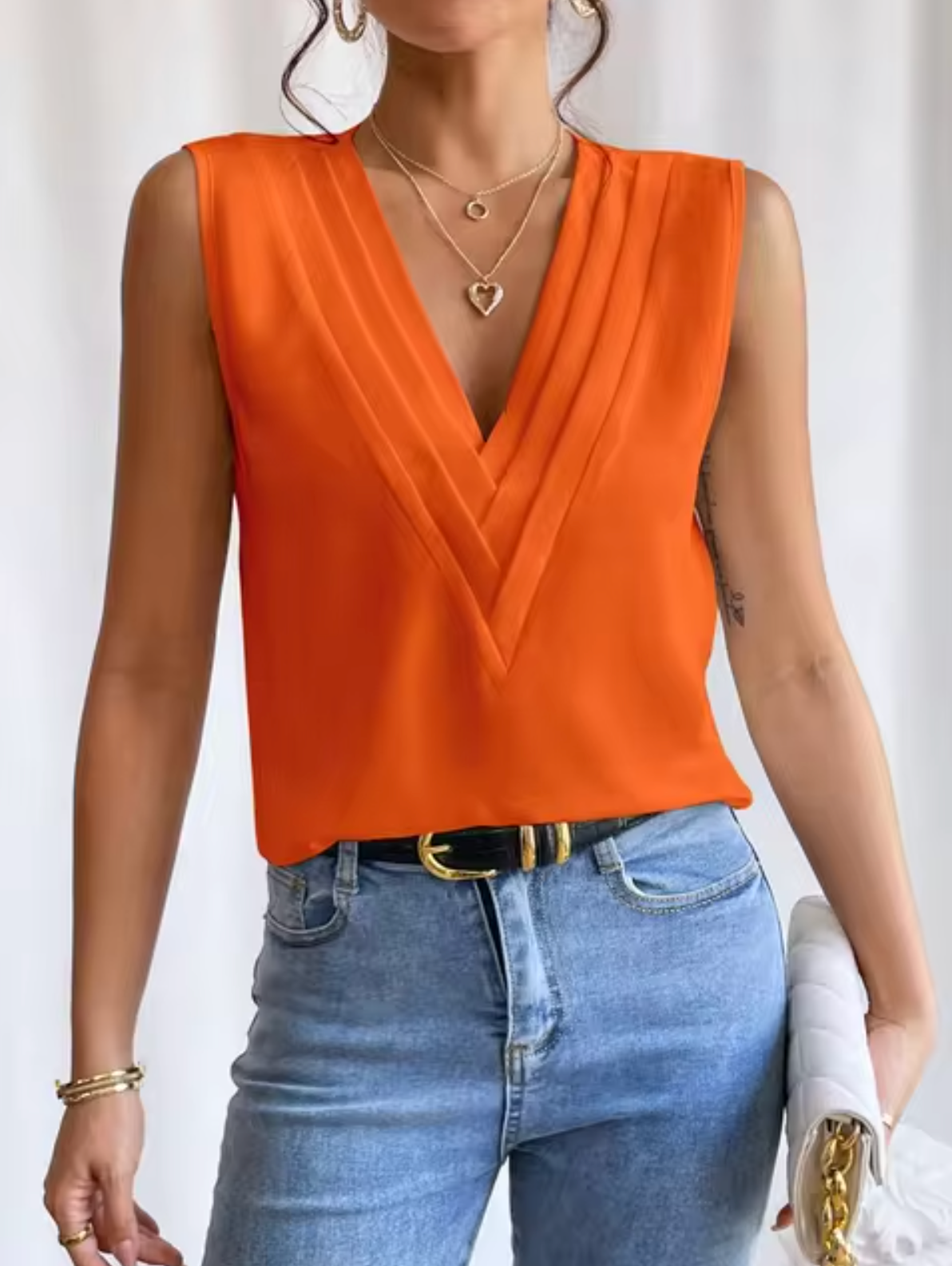 Elegantes Ärmelloses Top mit V-Ausschnitt