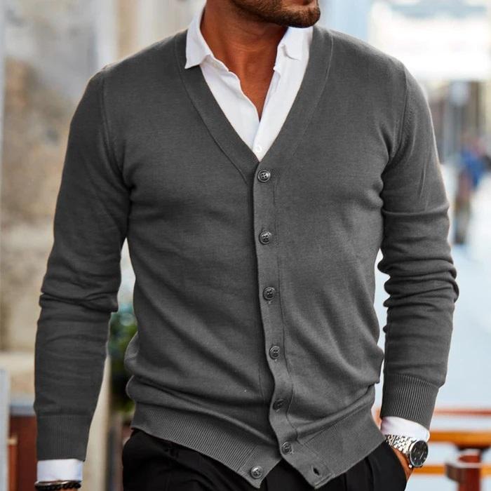 Herren-Strickjacke mit Knopfleiste und klassischem Design