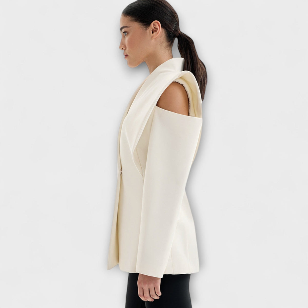 Damen Eleganter Skulpturaler Schulterblazer