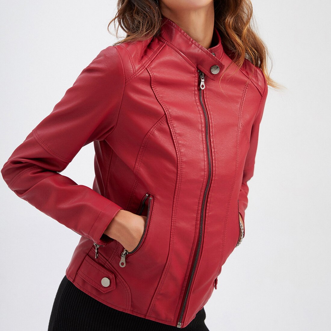 Damen Klassische Jacke mit Reißverschluss