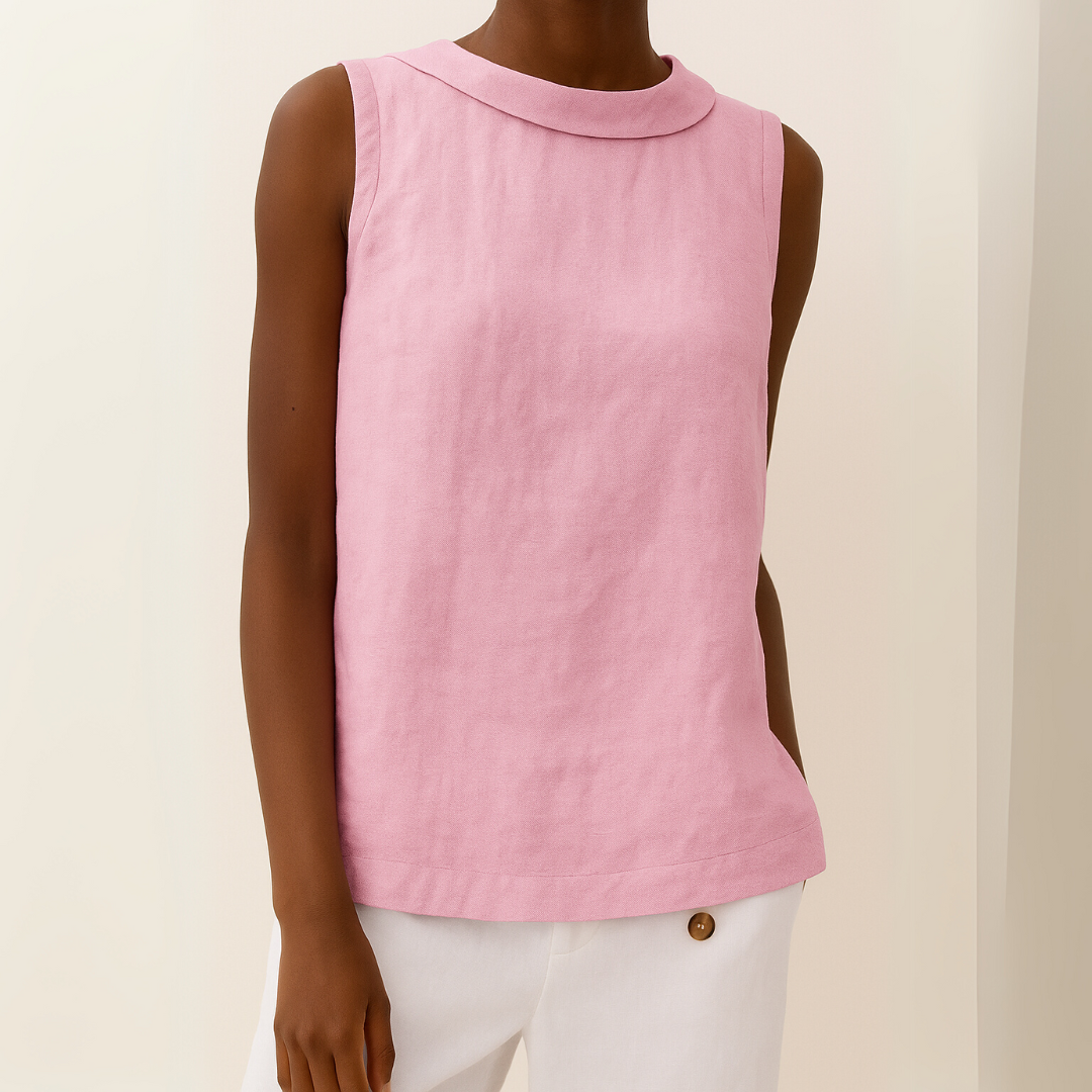 Damen Elegantes Ärmelloses Top mit Plissiertem Kragen