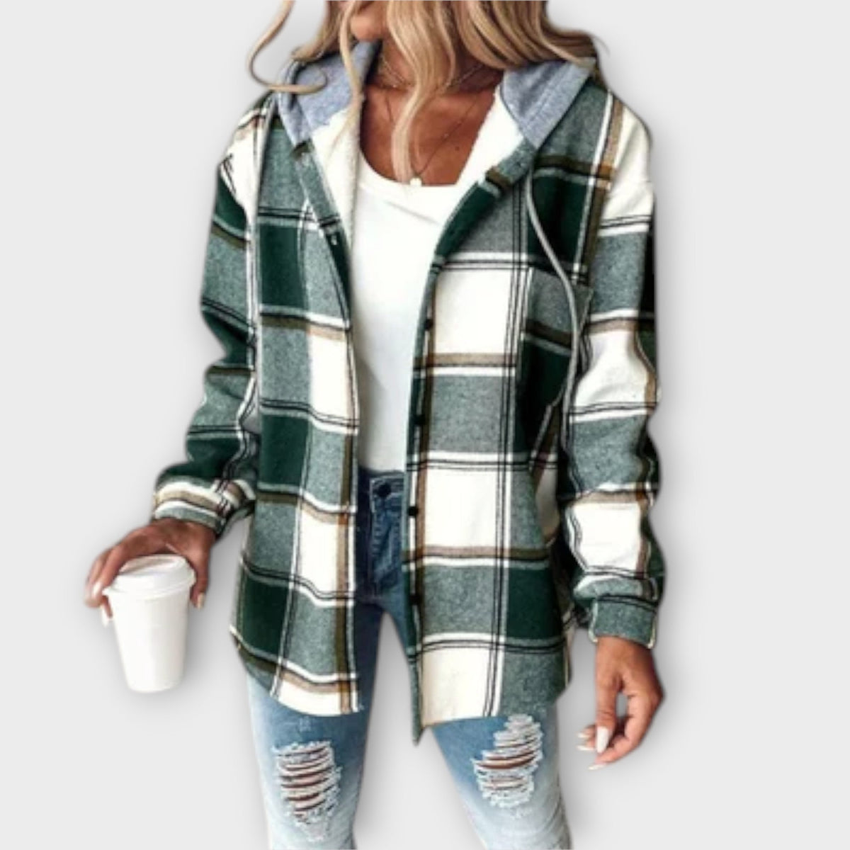 Damen Gemusterter Hoodie mit Kapuze und Taschen