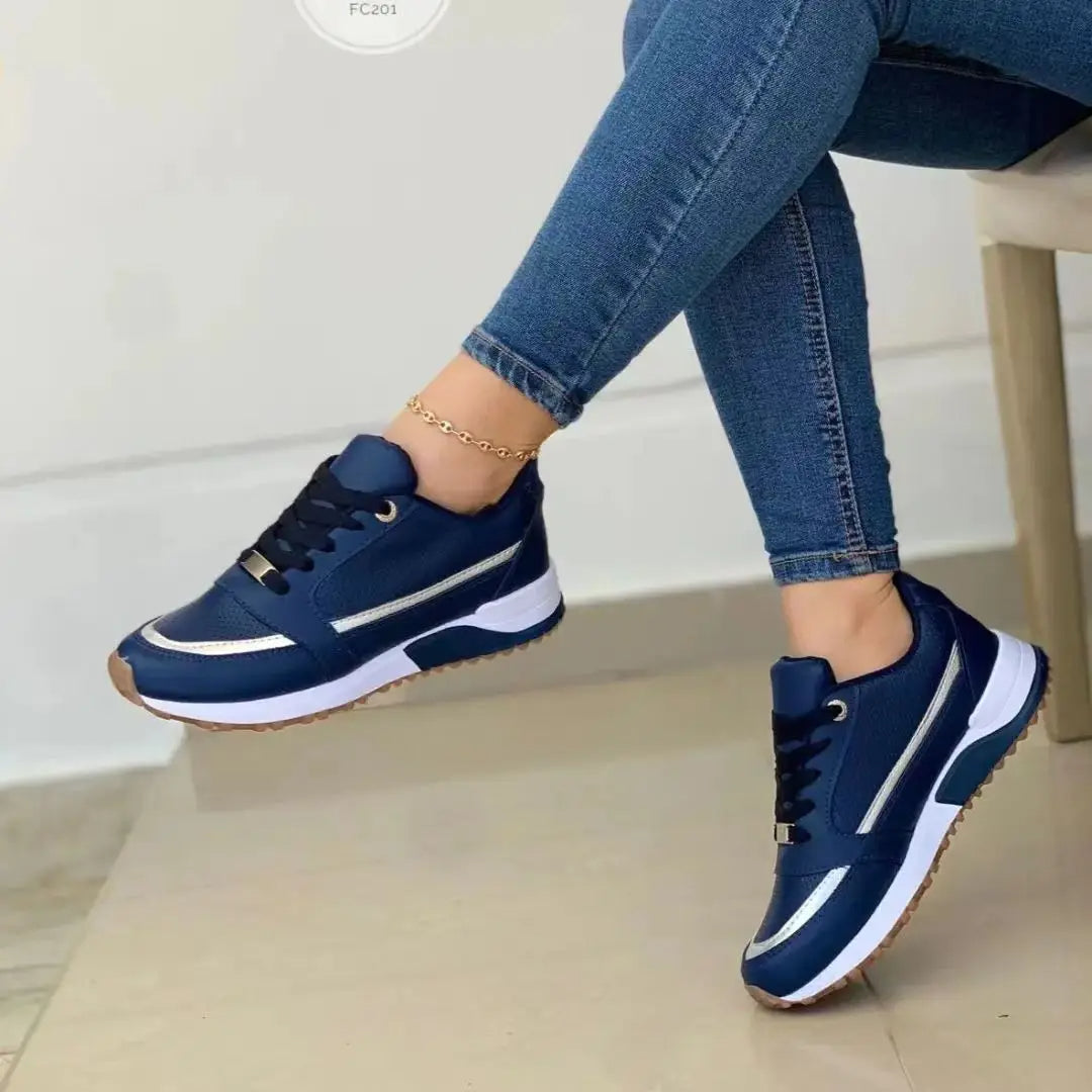 Patchwork-Sneakers aus Mesh und Leder für Damen