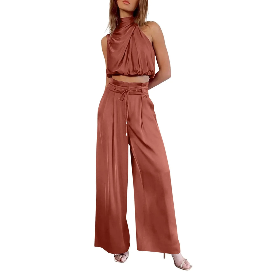 2-teiliges Sommer-Set mit Crop Top und Wide-Leg-Hose