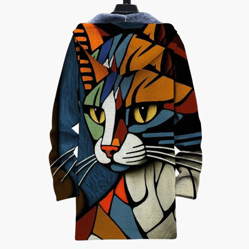 Unisex Kapuzenzipper mit Katzenmotiv