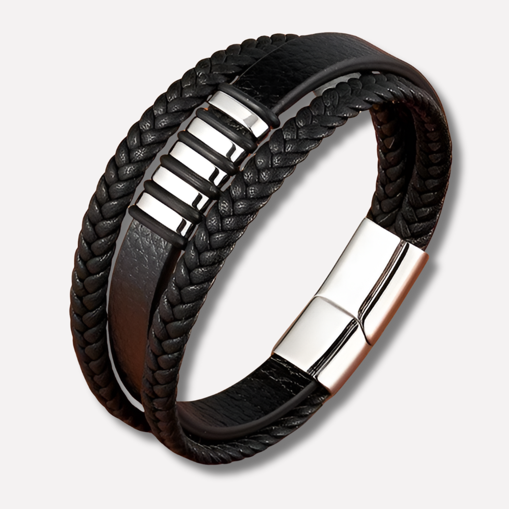 Stilvolles Herren Armband aus Leder mit Magnetverschluss