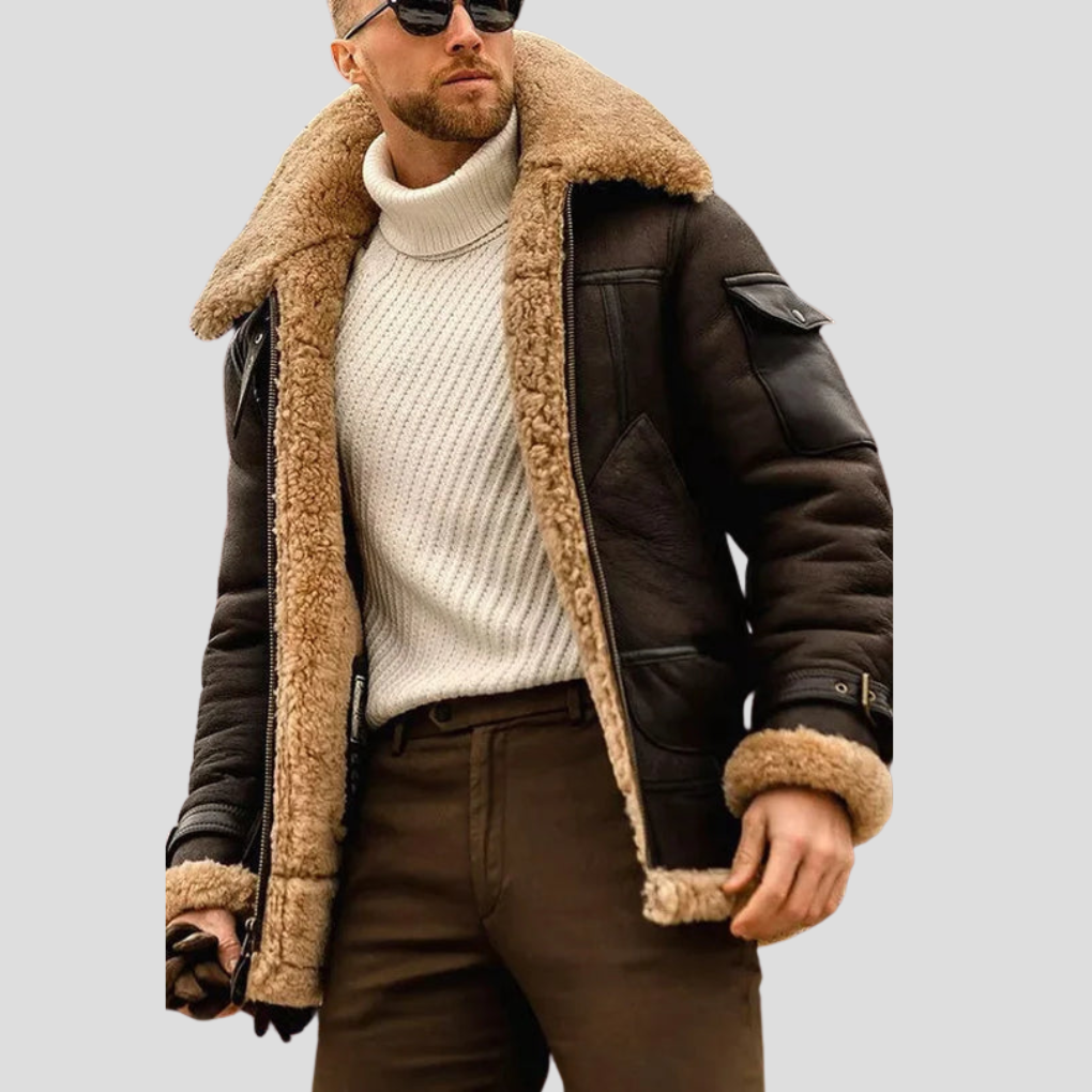 Kamelbraune Bikerjacke für Herren