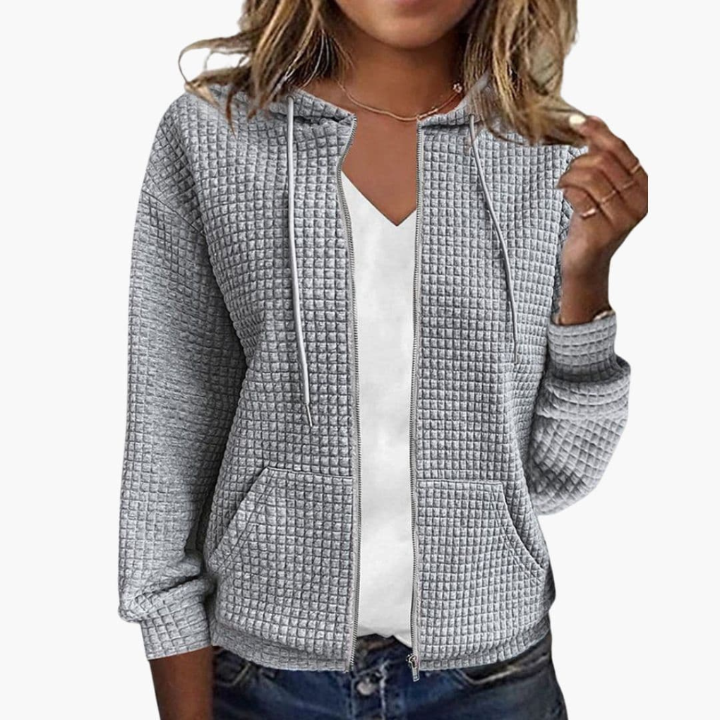 Damen Zip-Up Hoodie mit verstellbarem Kapuzenzug