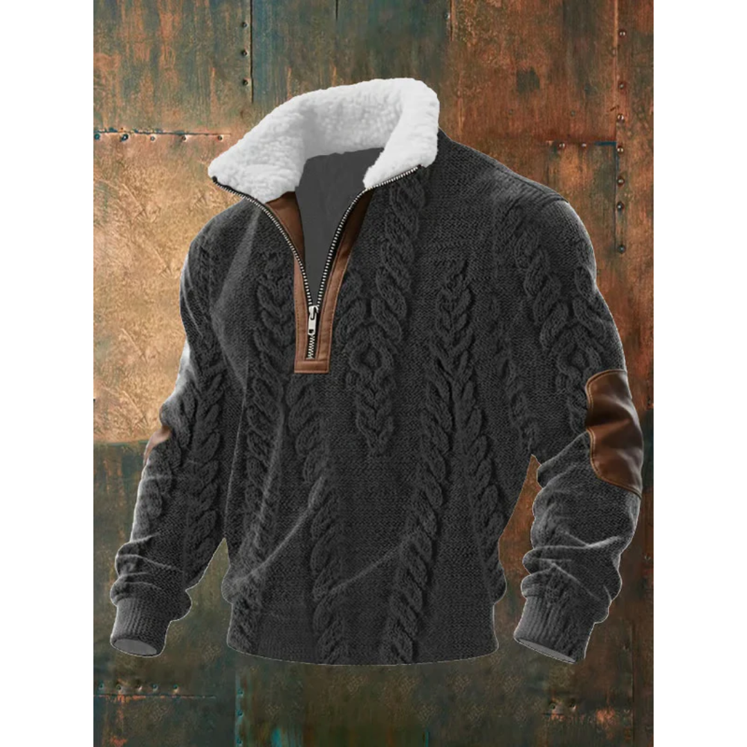 Herren Eleganter Fleecepullover mit Hohem Kragen