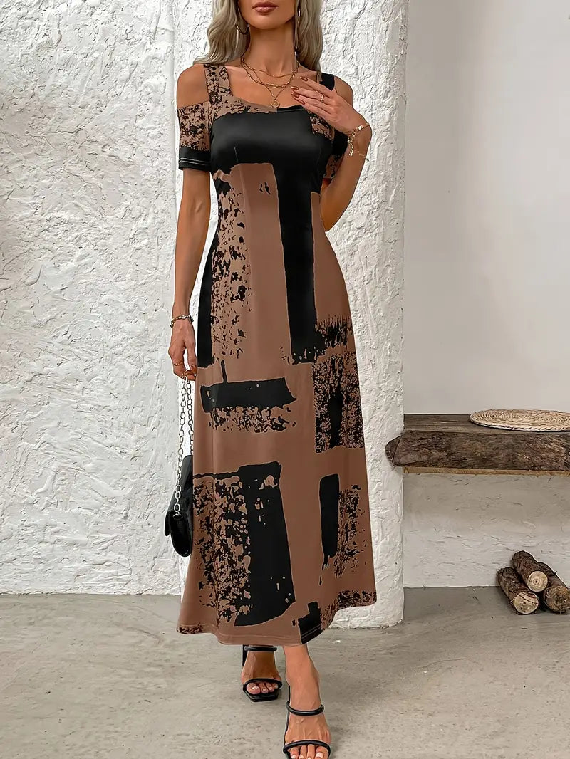 Damen Sommerkleid - Quadratischer Ausschnitt, kurze Ärmel, luftig & bequem für den Urlaub