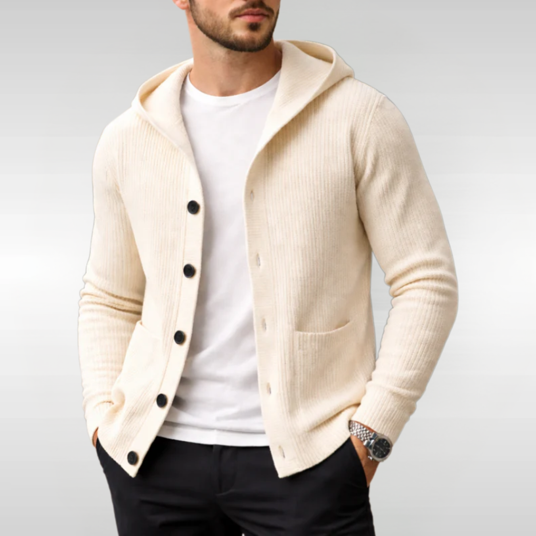 Herren Eleganter Strickcardigan mit Kapuze