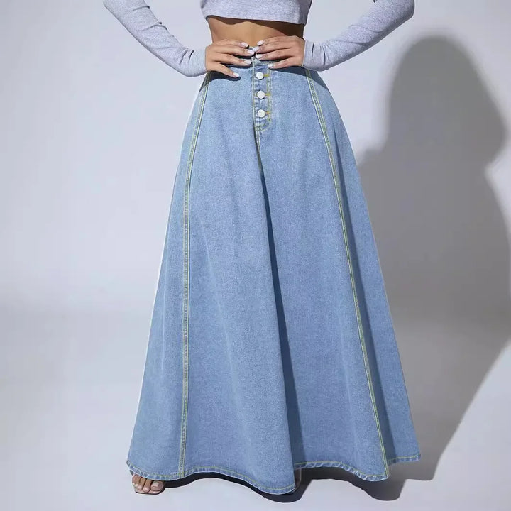 Damen-Jeansrock in A-Linie mit Knopfverschluss