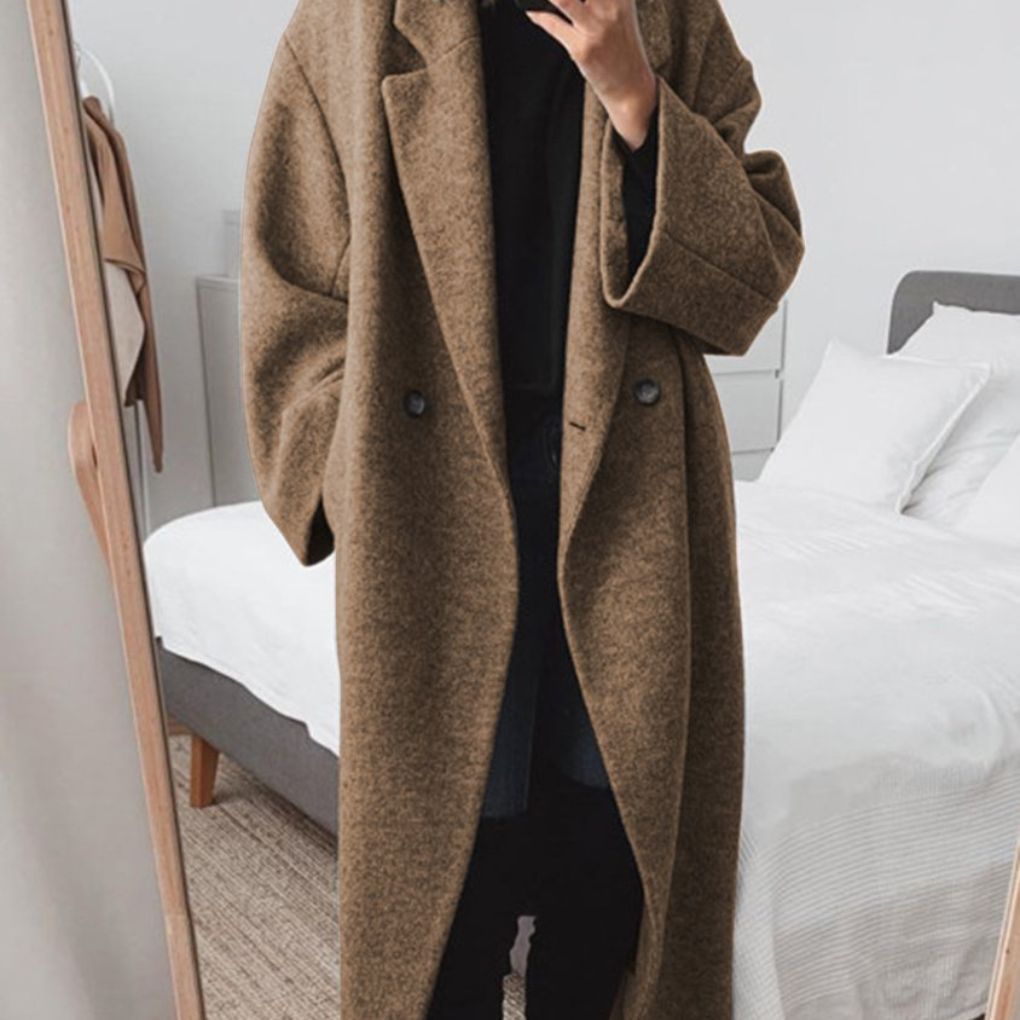 Bequemer Oversized Mantel mit Doppelknöpfen