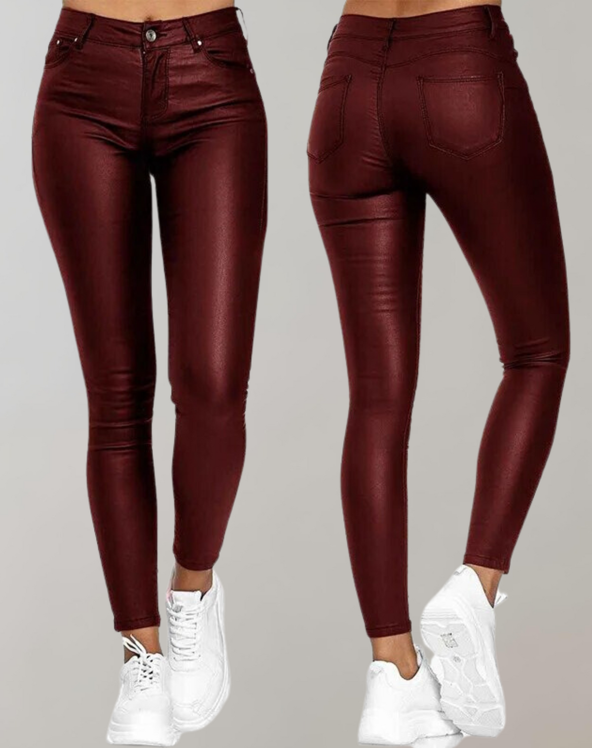 Elegante High-Waist-PU-Lederhose für Damen