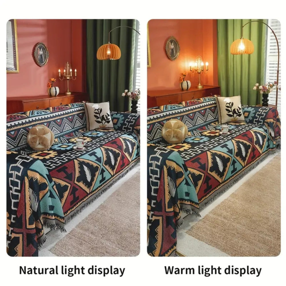 Sofabezug mit aztekischem geometrischem Muster – Boho-inspirierte Eleganz für Ihren Wohnraum
