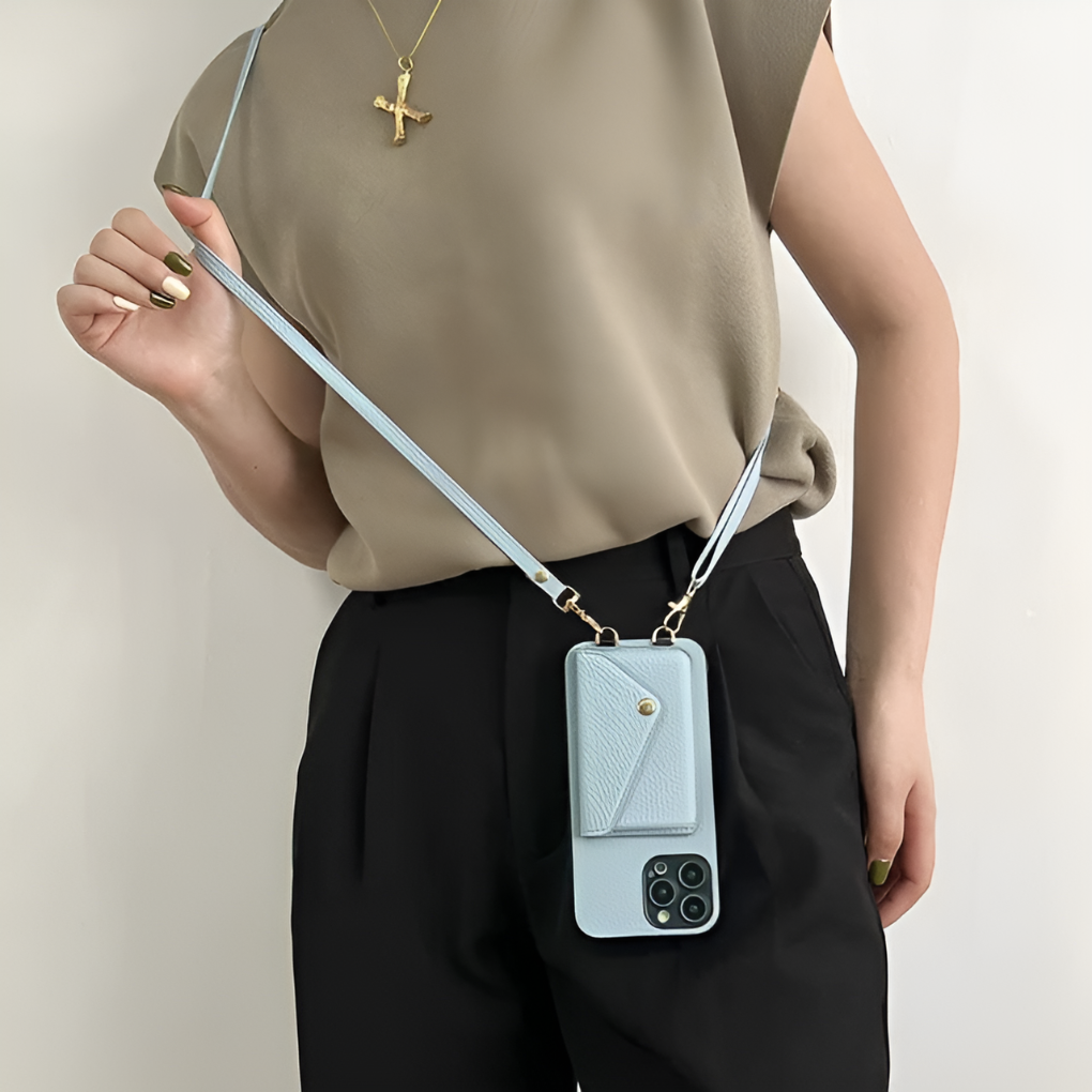 Telefonhülle mit Schlüsselband und Kartenhalter