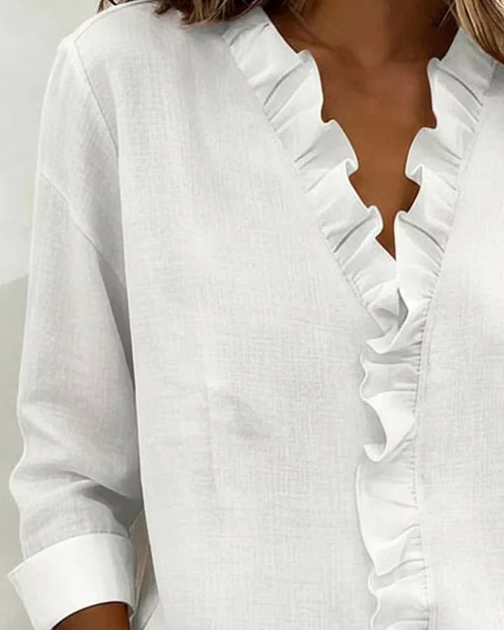 Damen Edle V-Ausschnitt Bluse