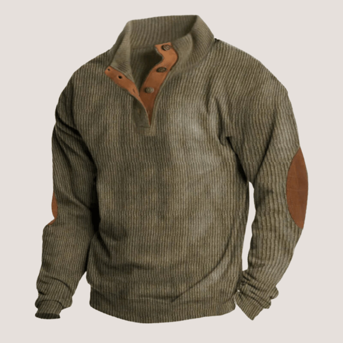 Herren Eleganter Gerippter Pullover mit Knopfleiste