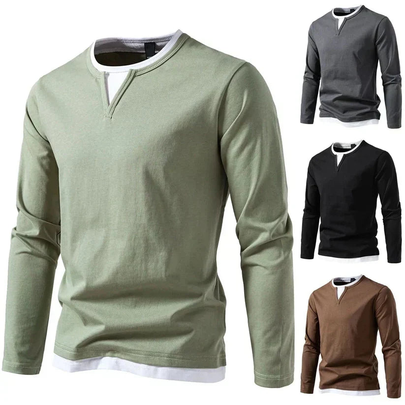 Herren Eleganter Langarmpullover mit V-Ausschnitt