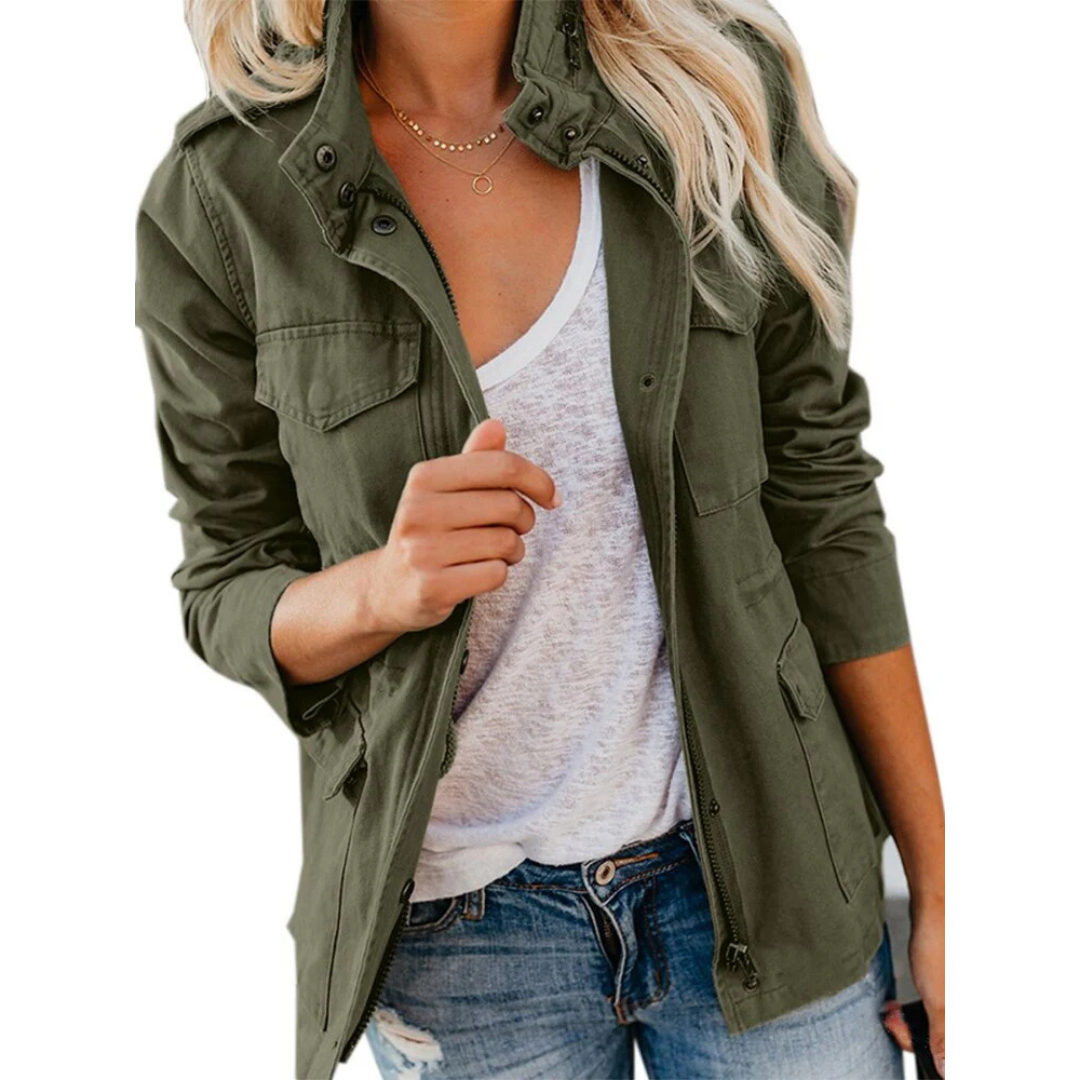 Damen Freizeitjacke mit Reißverschluss Stehkragen