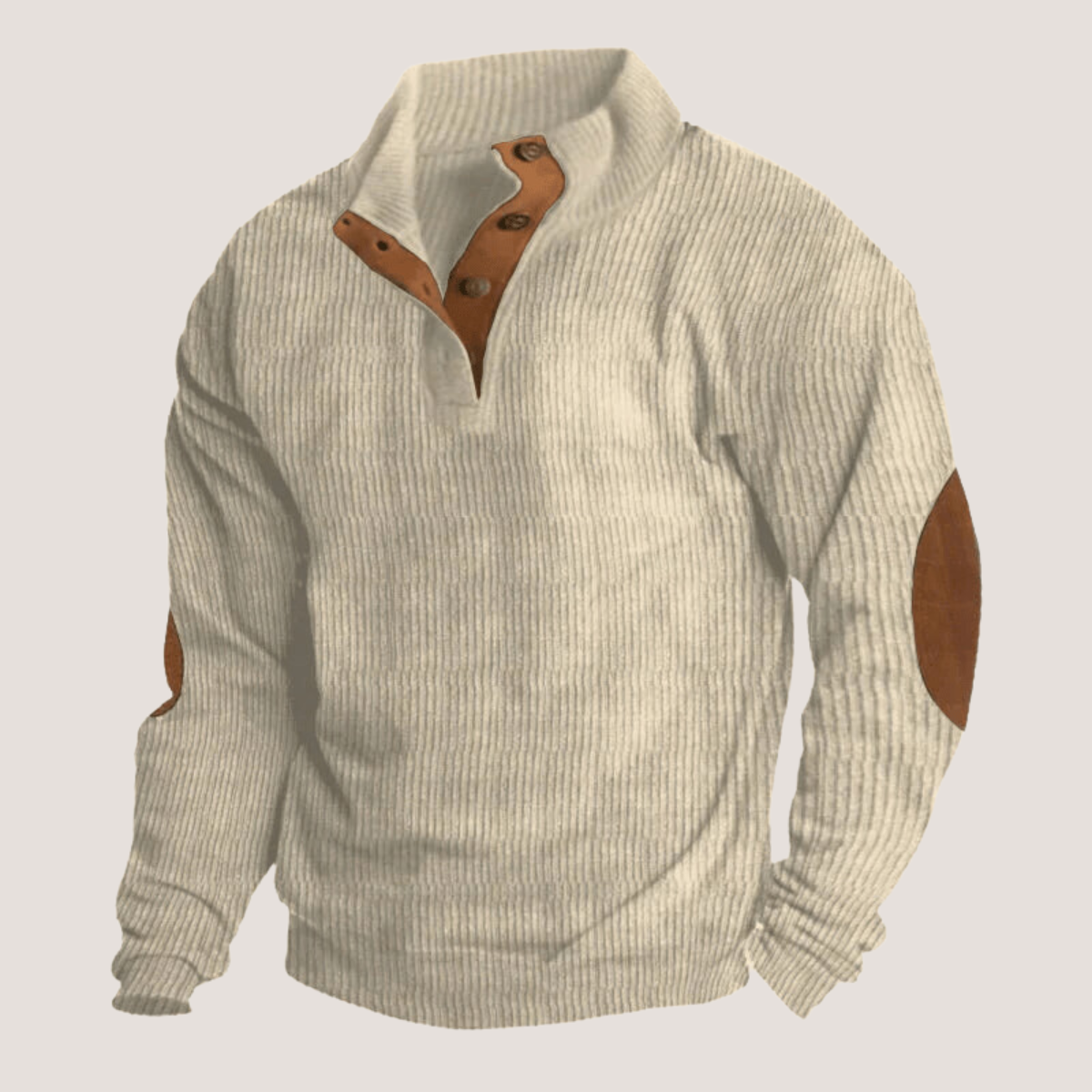 Herren Eleganter Gerippter Pullover mit Knopfleiste