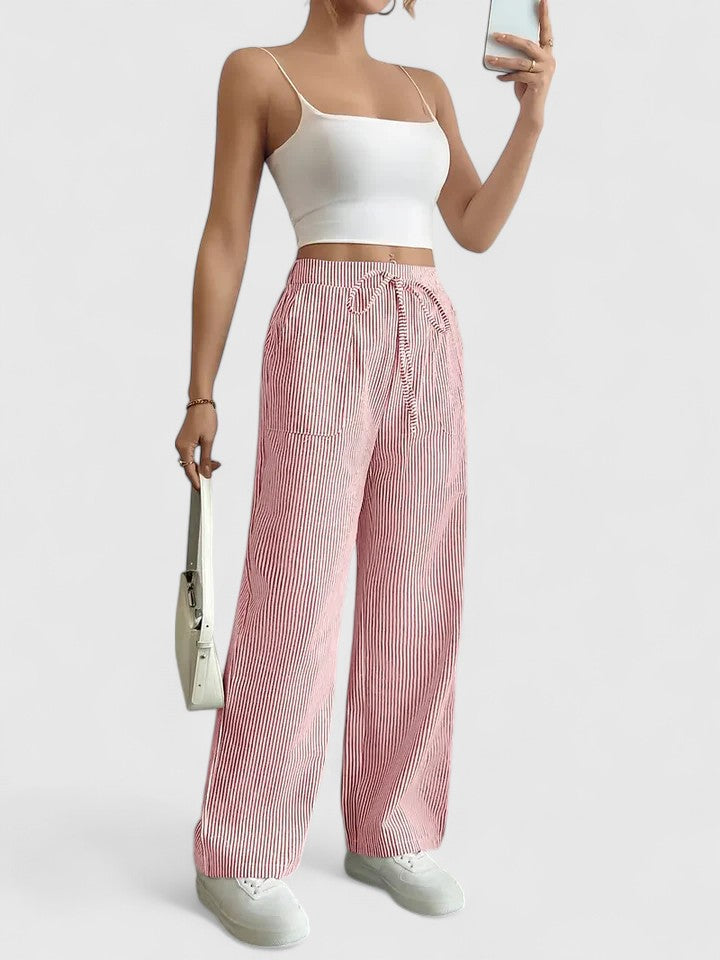 Damen Elegante Weite Hose mit Kordelzug