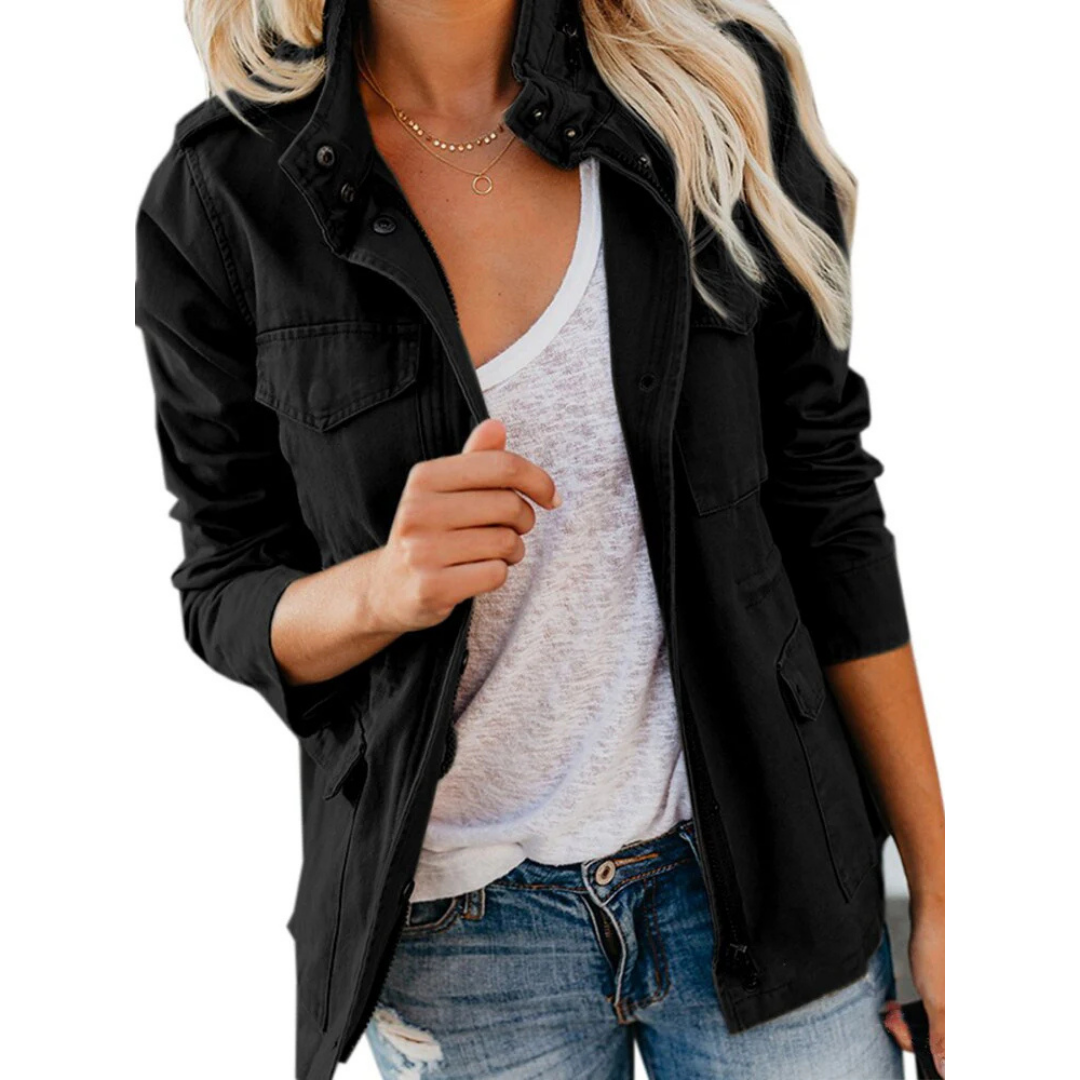 Damen Freizeitjacke mit Reißverschluss Stehkragen