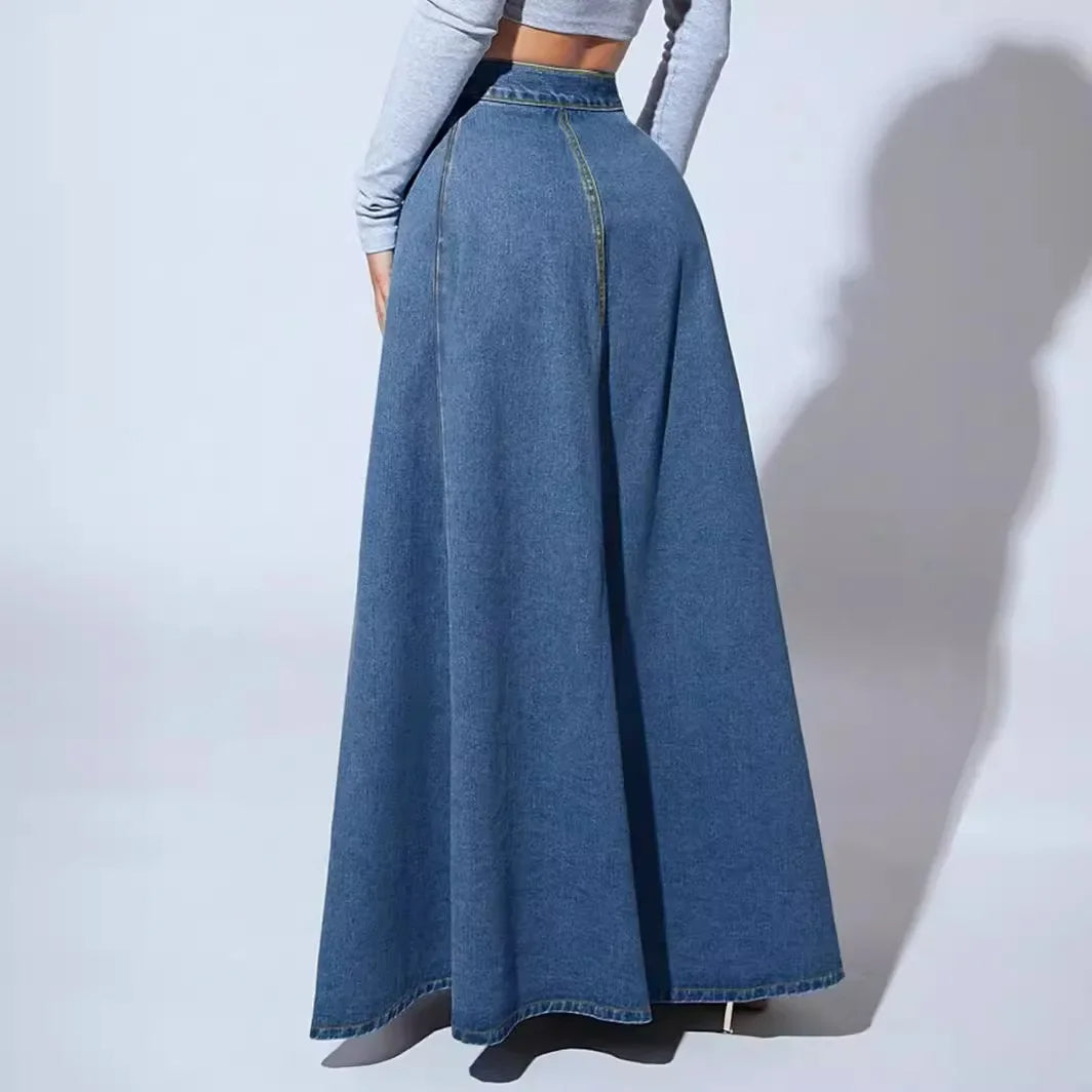 Damen-Jeansrock mit A-Linien-Schnitt und hoher Taille