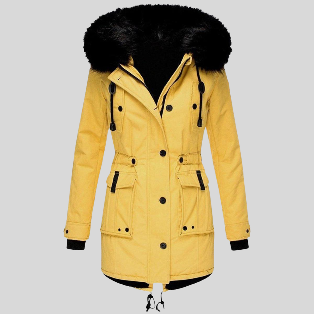 Damen-Wintermantel mit Kapuze – Funktionelle Schicht mit Taschen