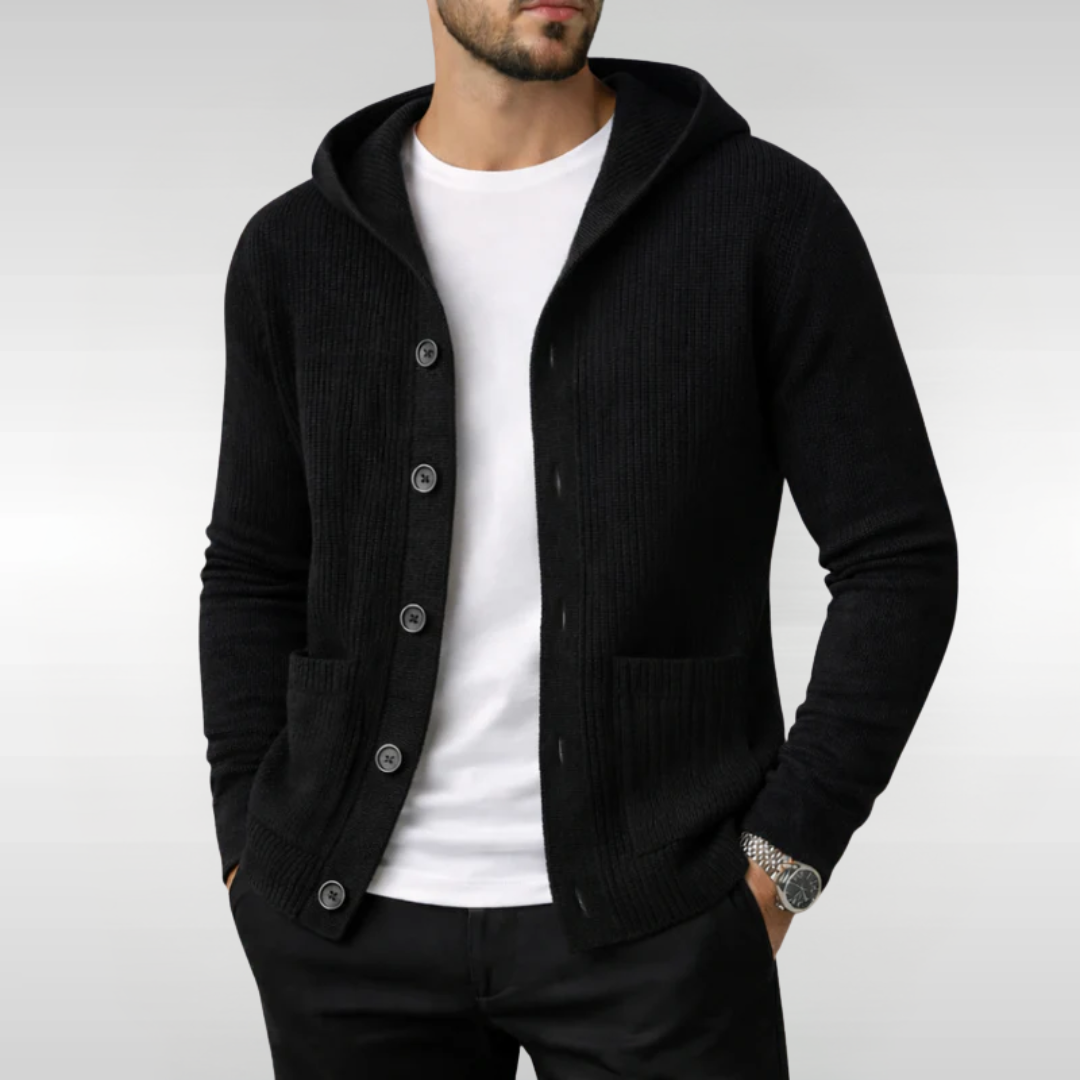 Herren Eleganter Strickcardigan mit Kapuze