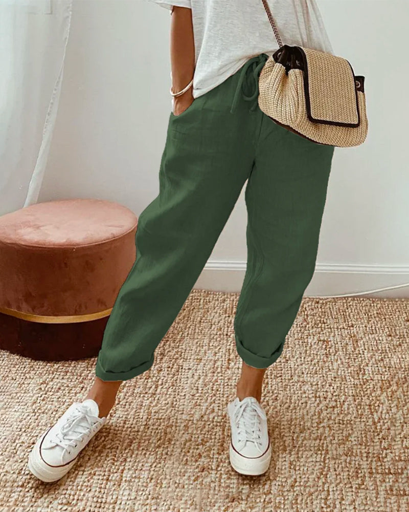 Damen Elegante Casual Hose mit Hohem Bund