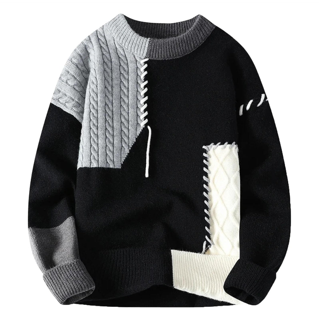 Herren Eleganter Pullover mit Patchwork-Design