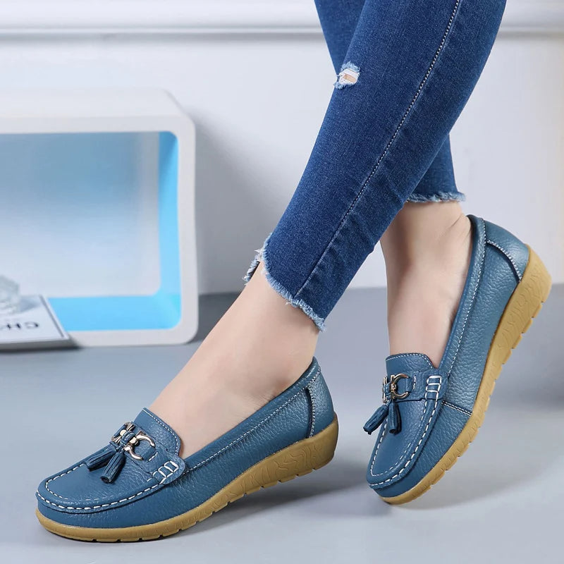 Leder-Ballerinas mit Cut-Outs für Damen