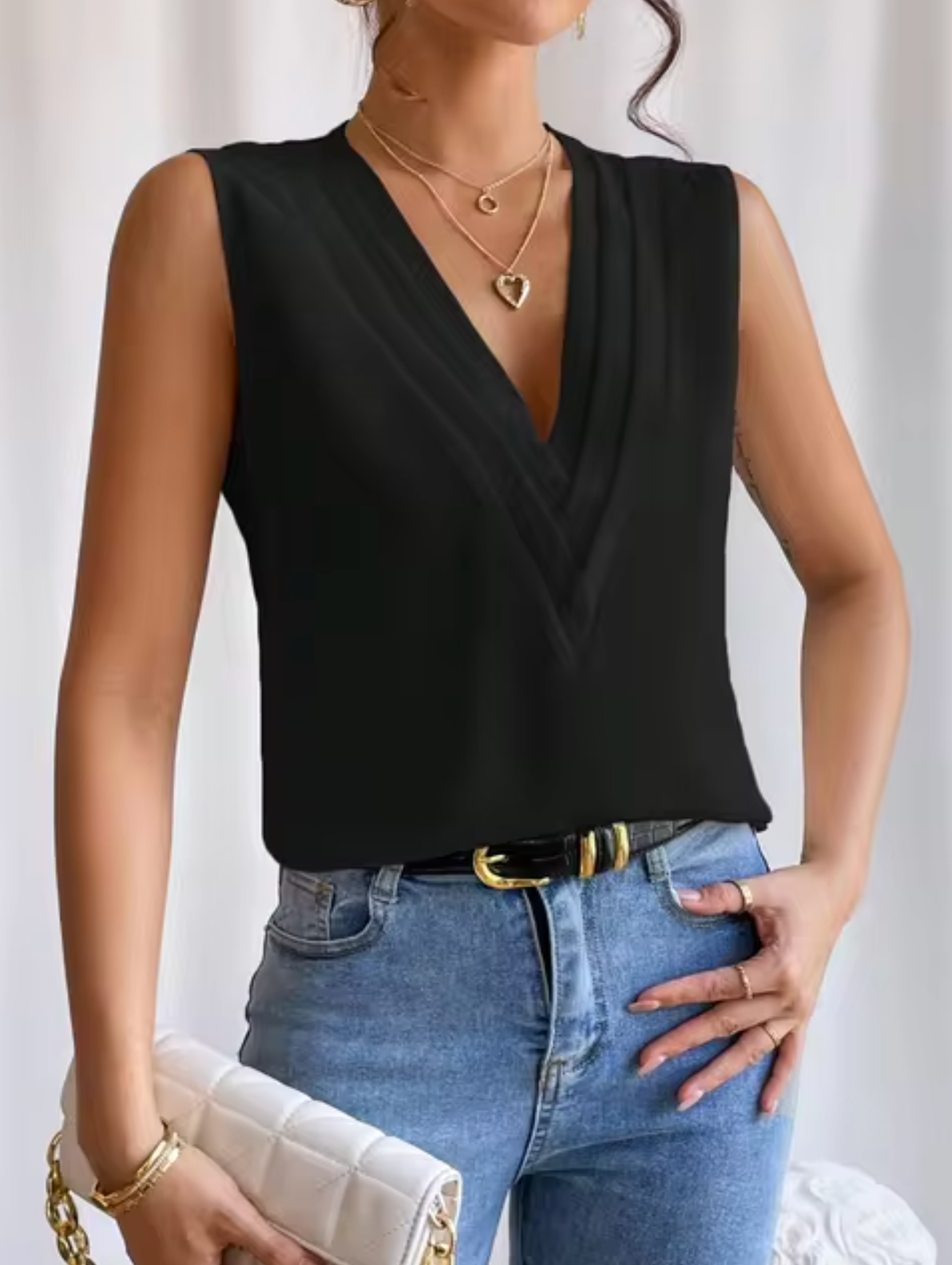 Elegantes Ärmelloses Top mit V-Ausschnitt