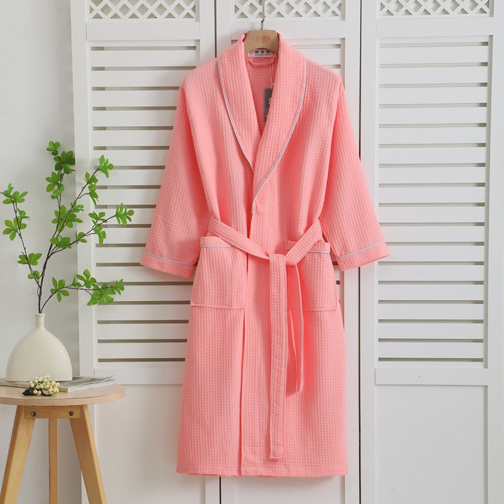 Leichter Kimono-Bademantel aus 100 % Baumwolle mit Waffelmuster