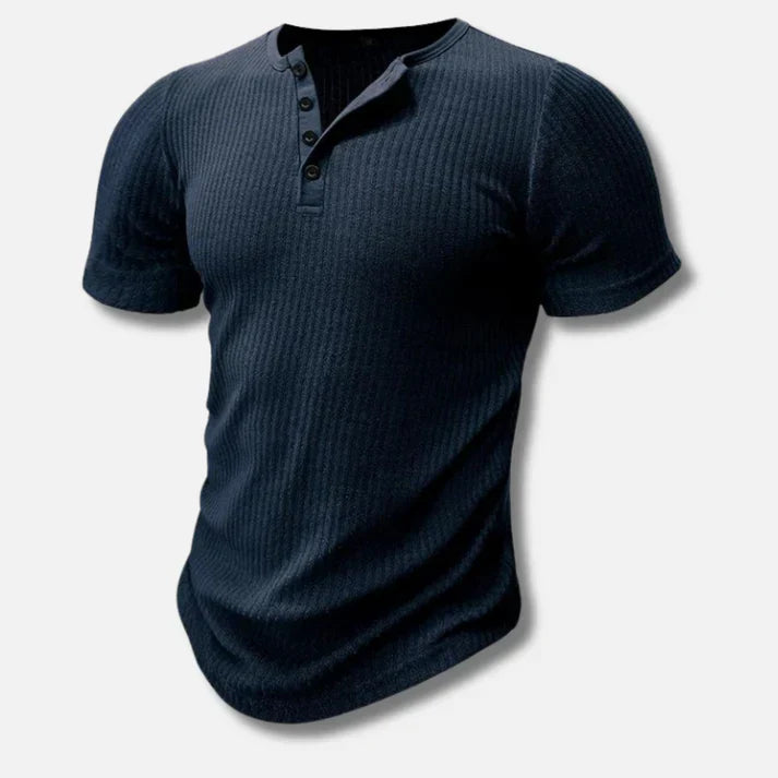 Slim-Fit T-Shirt für Herren mit Knopfverschluss