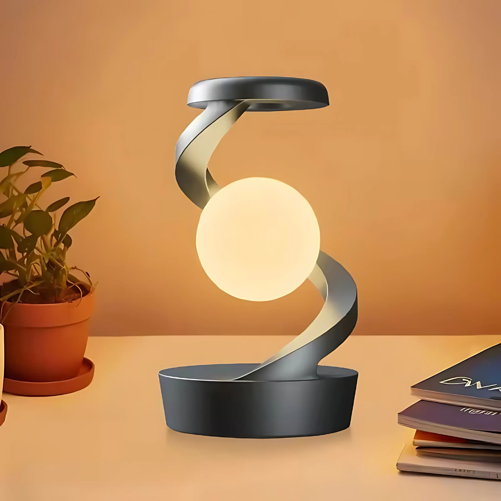 Moderne Spiral-Schreibtischlampe mit warmem Lichtakzent