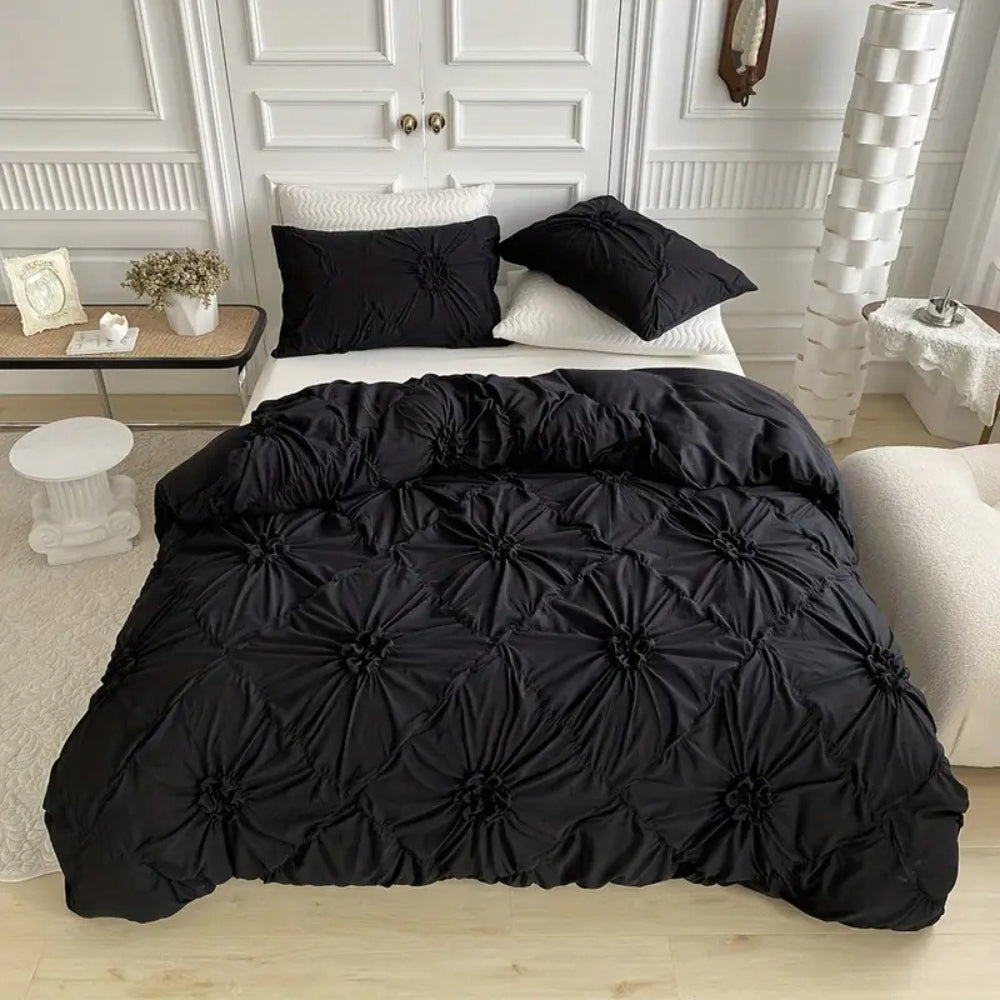 Elegantes Bettwäsche-Set mit Raffblumen-Design