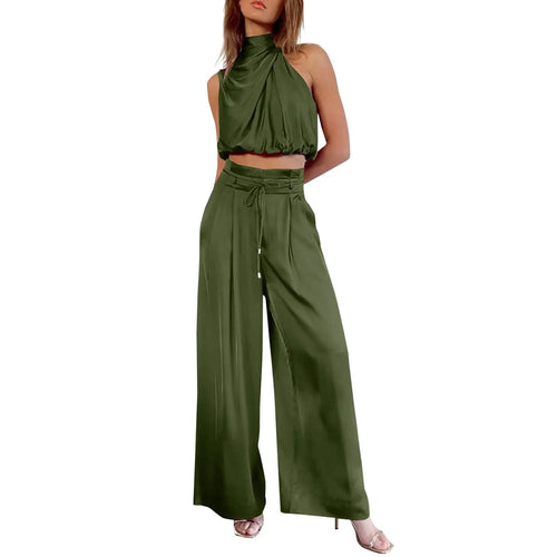 2-teiliges Sommer-Set mit Crop Top und Wide-Leg-Hose