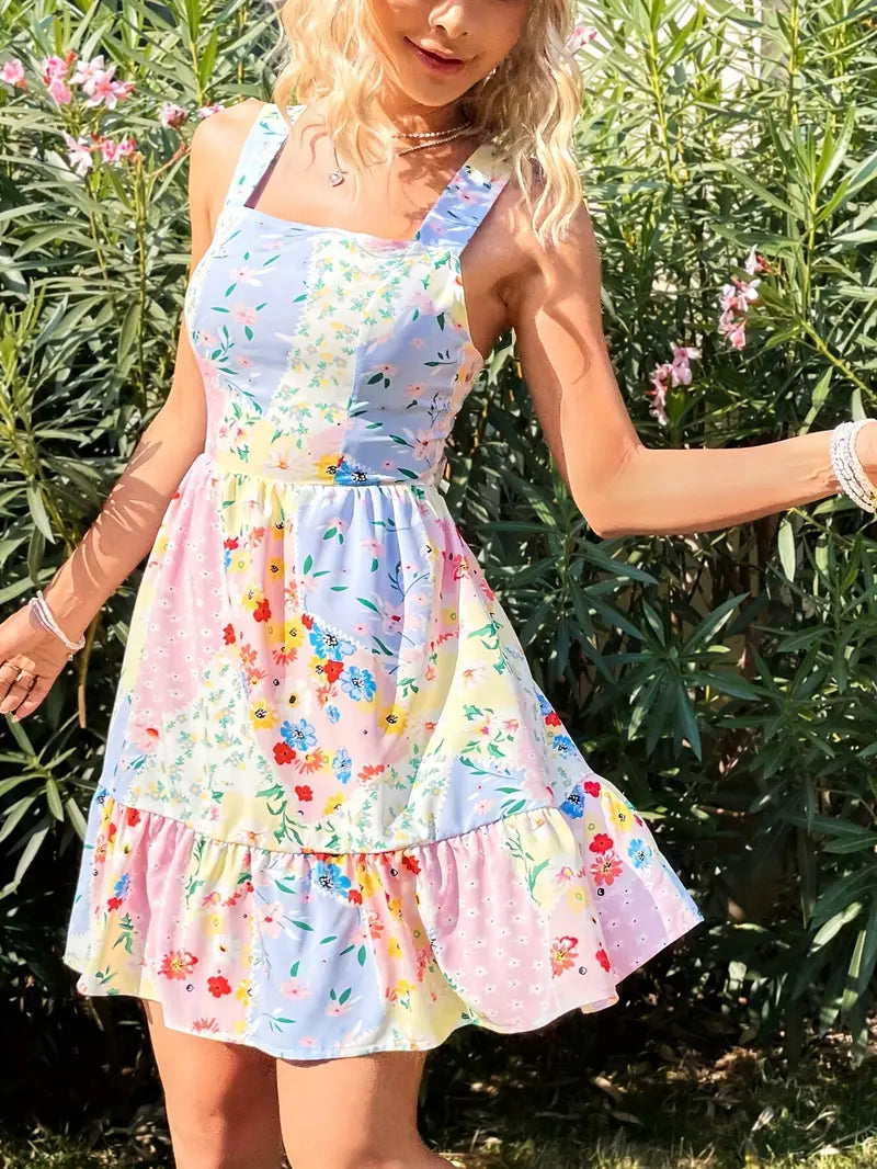 Elegantes Blumenkleid für Frauen - Romantisches Sommer-Maxikleid mit pastellfarbenem Blumendruck