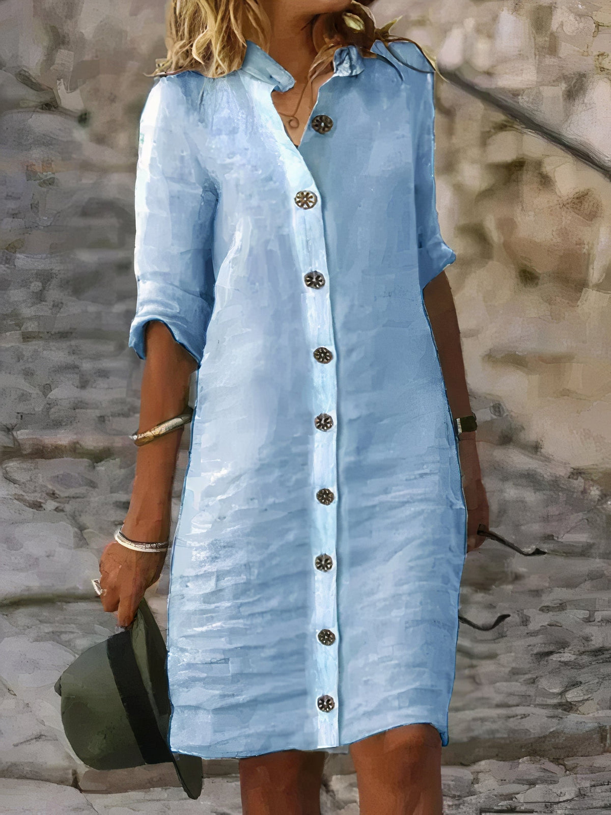 Sommerliches Leinen-Midikleid mit lässigem Chic