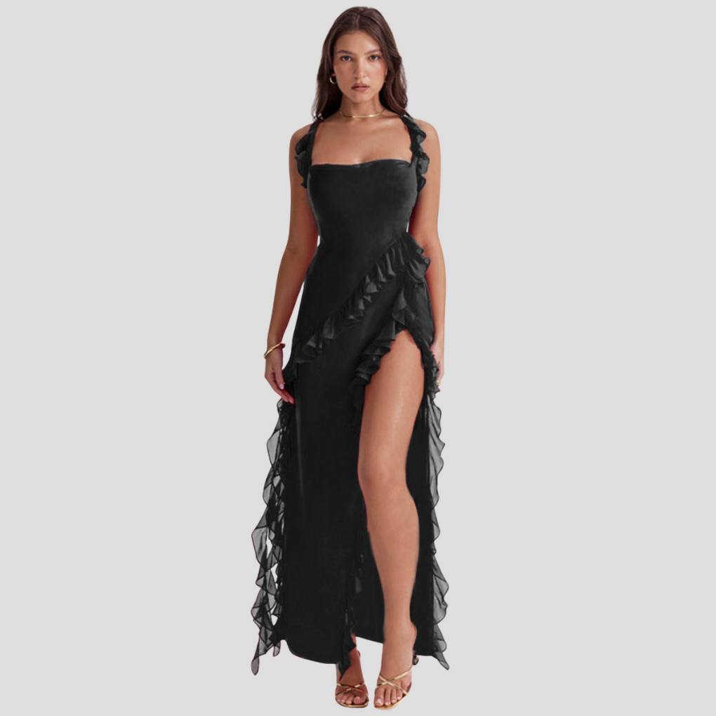 Melantha-Kleid mit Rüschendetail und verstellbaren Trägern
