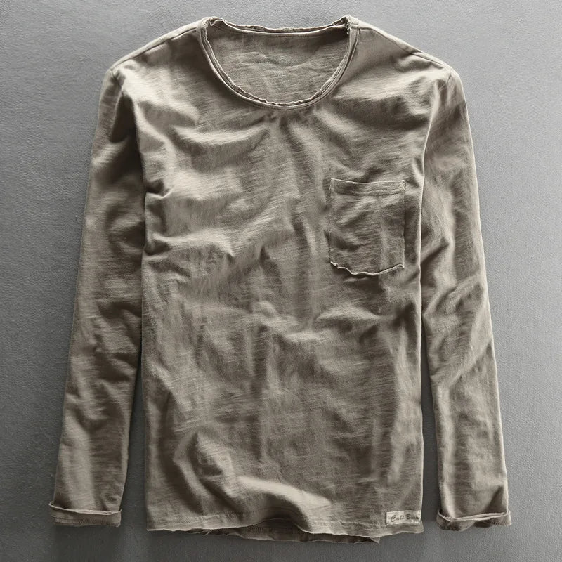 Langarmshirt aus Vintage-Baumwolle mit Rundhalsausschnitt