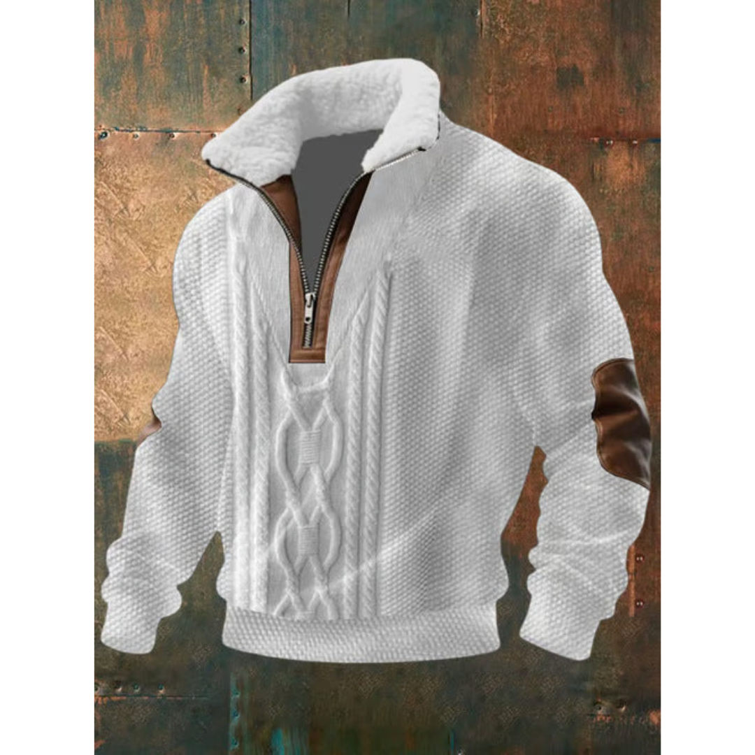 Herren Eleganter Fleecepullover mit Hohem Kragen