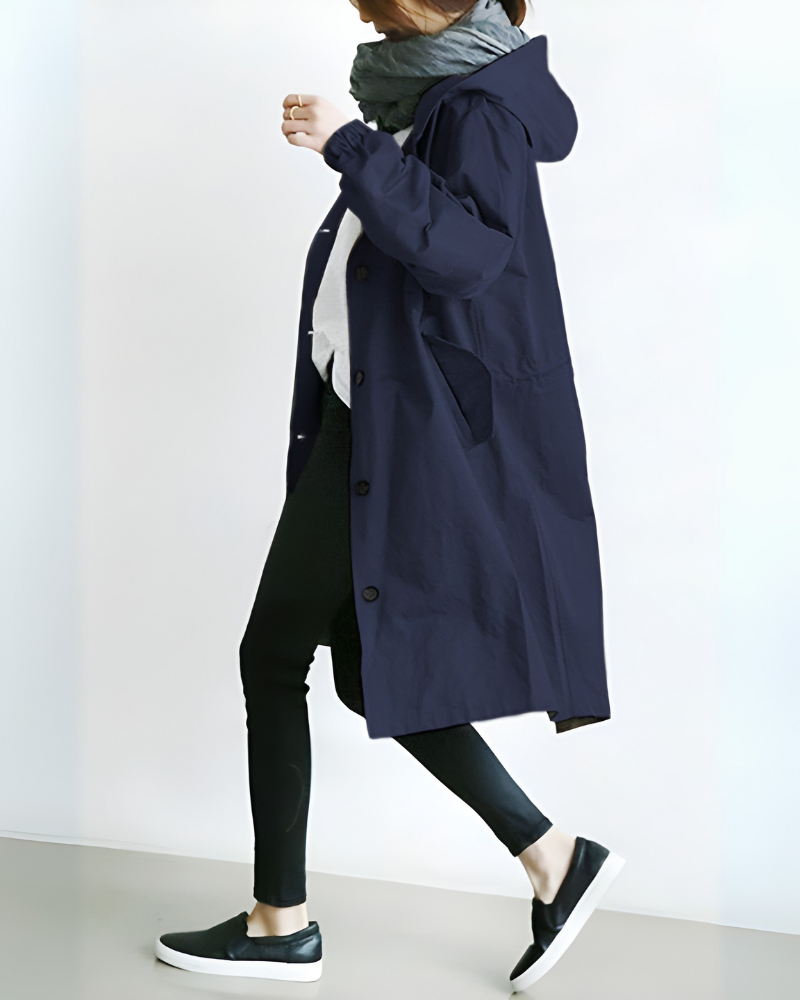 Klassischer Trenchcoat mit Kapuze