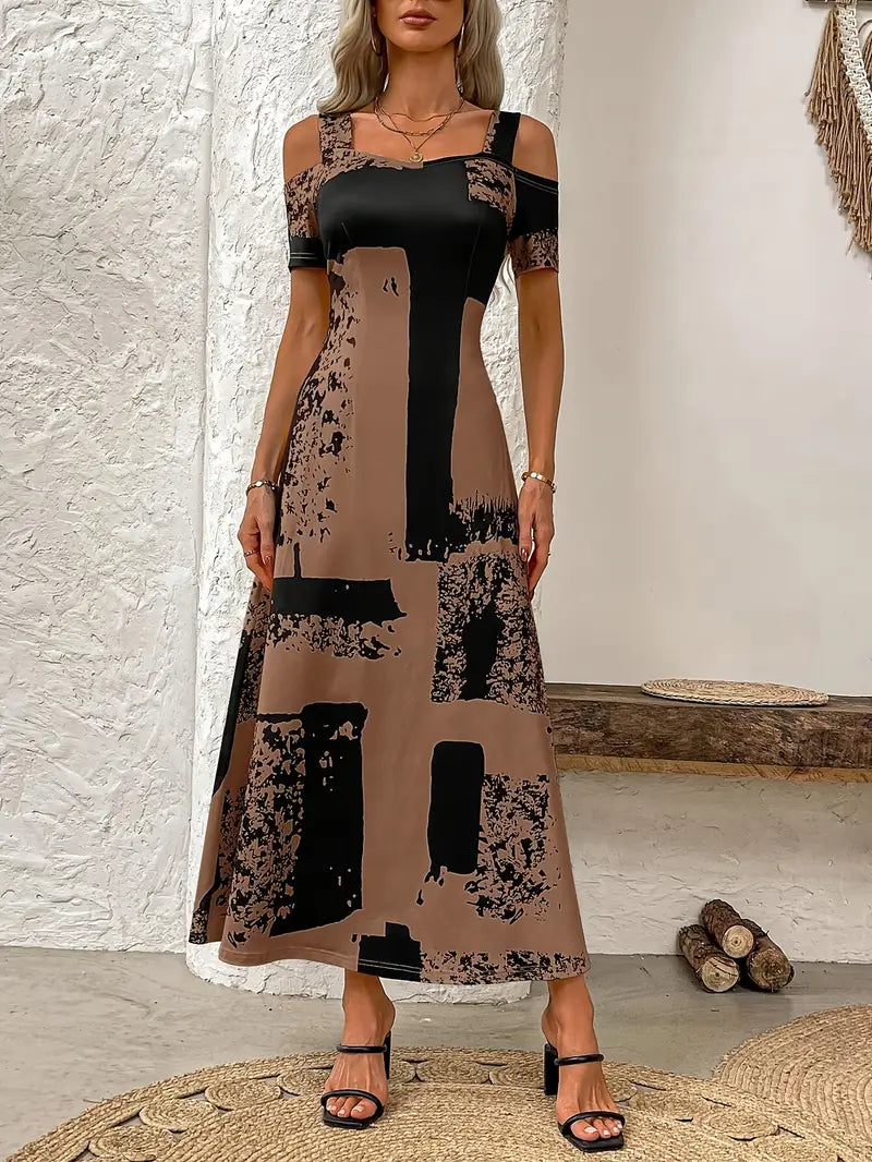 Damen Sommerkleid - Quadratischer Ausschnitt, kurze Ärmel, luftig & bequem für den Urlaub