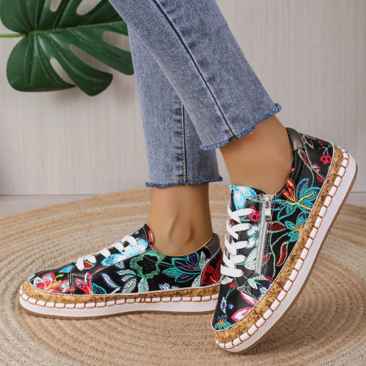 Elegante florale Schnürschuhe für Damen